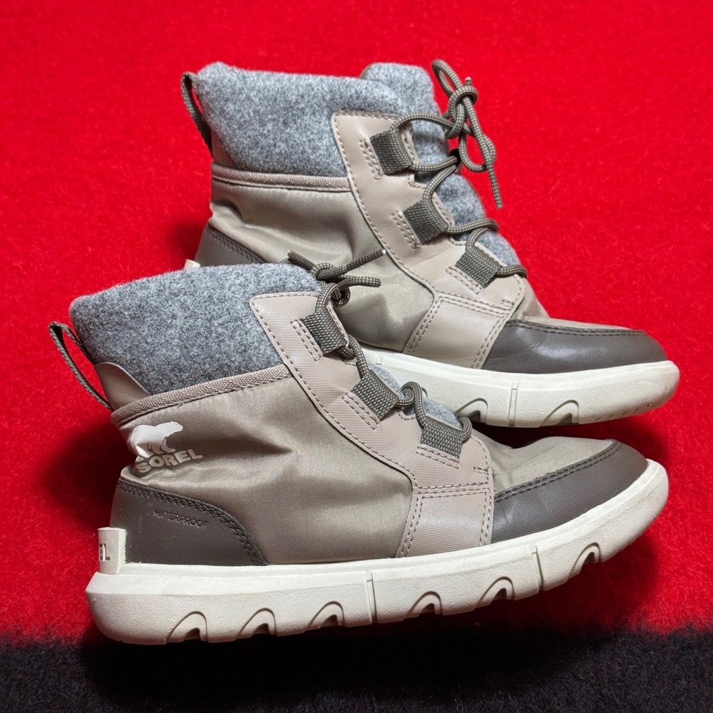 Sorel Explorer II Carnival Boots Womens 6 Khaki Waterproof Winter Sneaker LL6063